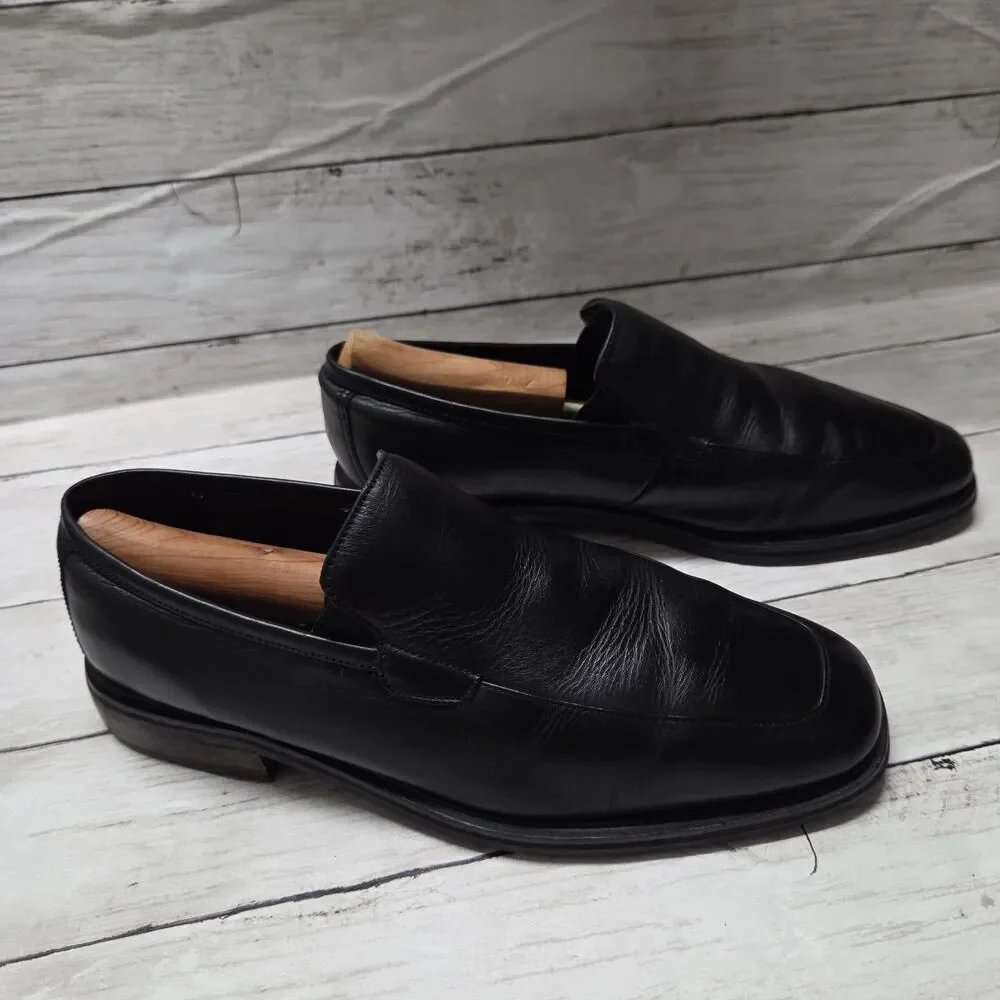 Florsheim Mens Black Leather Apron Moc Toe Slip On Loafers Dress Shoes Size 10D
